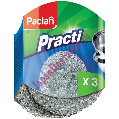 Мочалка металлическая малая, PACLAN 3 шт