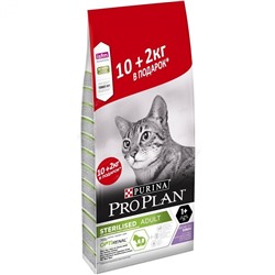 PURINA Pro Plan для стерилизованных кошек и кастрированных котов Индейка 10+2 кг