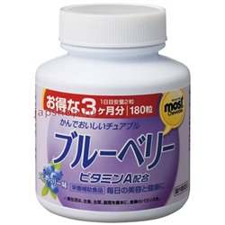 Orihiro Витамины для глаз, Витамин A и черника, курс на 90 дней, 180 таблеток, 180 гр(4971493104659)