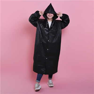 Дождевик - плащ "Время дождя и чудес", размер 42-48, 60 х 110 см, цвет чёрный