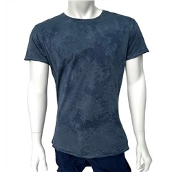 Серо-синяя мужская футболка с разводами  №526