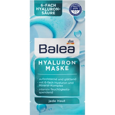 Balea Maske Hyaluron Балеа Маска для лица с Гиалуроном для интенсивного увлажнения и разглаживания морщин, 1 шт.