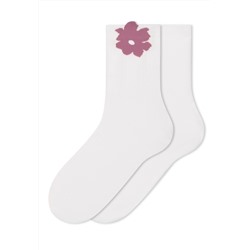 Набор женских носков в рубчик, цвет молочный/розовый