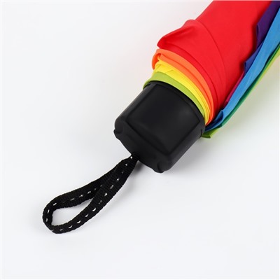 Зонт механический «Радужное настроение», ветроустойчивый, прорезиненная ручка, 4 сложения, 10 спиц, R = 50 см, разноцветный