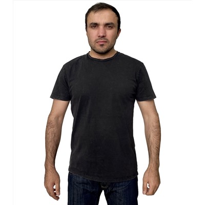 Мужская черная футболка NXP – чистый дизайн с имитацией мраморных разводов на ткани №200