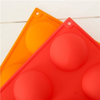Форма силиконовая для выпечки Доляна «Полусфера», 27×18×3,5 см, 6 ячеек, d=7 см, цвет МИКС