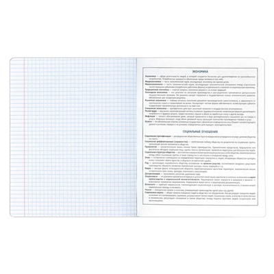 Тетрадь предметная арт. 63432/ 16 "АНИМЕ" ОБЩЕСТВОЗНАНИЕ /48 л., А5+, вн.блок - клетка, белый офсет, мягкий переплёт (2 скобы), облож.- мелованный картон 190 г/м², выборочный ТВИН УФ-лак, Подкладные листы со справочной информацией/