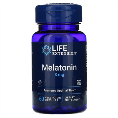 Лайф Экстэншн, Мелатонин, 3 мг, 60 вегетарианских капсул