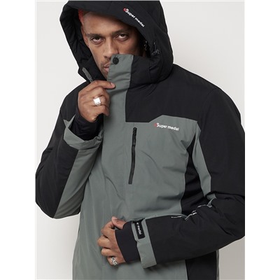 Горнолыжная куртка мужская big size серого цвета 88816Sr