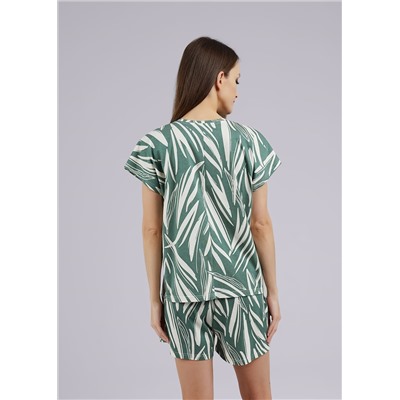 Пижама женская CLE LP24-1100/1 зелёный/молочный
