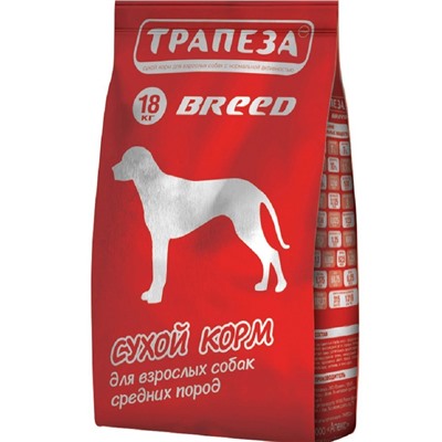 Трапеза корм для собак средних пород BREED 18кг сухой