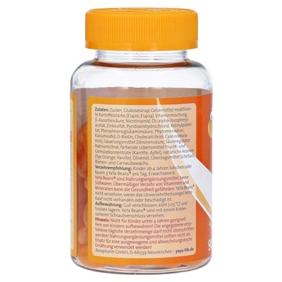 YaYaBeans Orange Multivitamin + Zink und Jod Мультивитамины для детей с 4х лет с Цинком и Йодом со вкусом апельсина, 90 шт