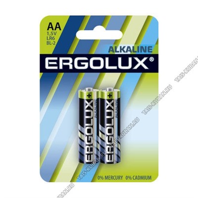 Бат. ERGOLUX "Alkaline" LR06- 2шт.пальчик,блистер