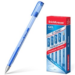 Ручка гелевая синяя 0,5мм G-Tone, рифленый держатель, металлический наконечник, тонированный корпус