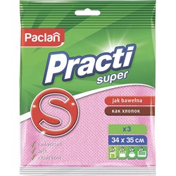 Paclan Универсальная тряпка для сухой и влажной уборки Practi Super 35 х 35 см, 3 шт. (розовая) 0630