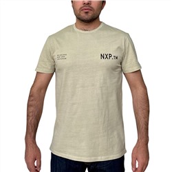 Дизайнерская мужская футболка NXP – удлиненный T-shirt в цвете хаки-песок №269