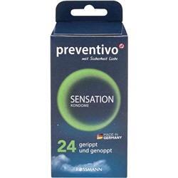 Preventivo Kondome Презервативы "sensations" Презервативы «Ощущения» Ребристые 24 шт,