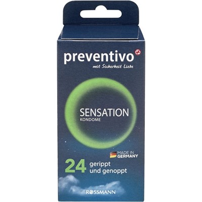 Preventivo Kondome Презервативы "sensations" Презервативы «Ощущения» Ребристые 24 шт,
