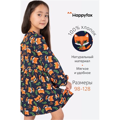 Хлопковое платье для девочки Happyfox