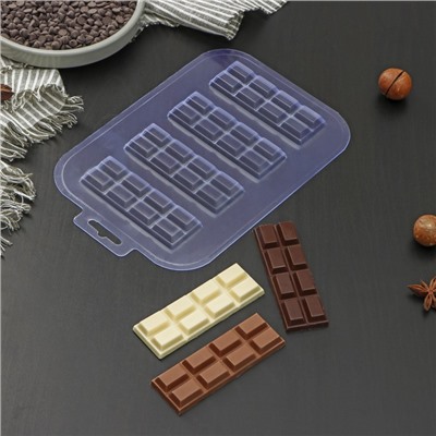 Форма для шоколада и конфет пластиковая «Батончик 2×4», цвет прозрачный