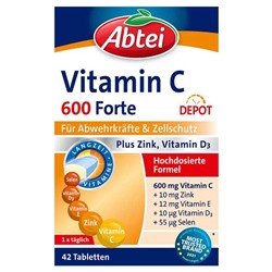 Abtei Vitamin C 600 + Zink + E Depot Tabletten, 42 St Таблетки, 42 шт