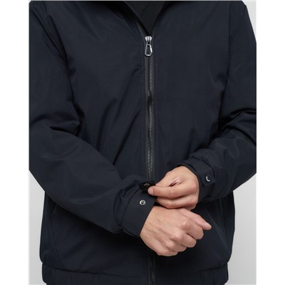 Куртка спортивная мужская на резинке большого размера темно-синего цвета 88657TS