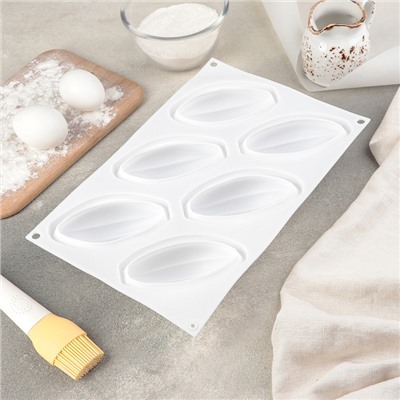 Форма силиконовая для муссовых десертов и выпечки Доляна «Какао бобы», 29,5×19 см, цвет белый