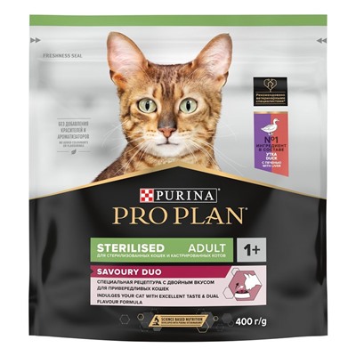 PURINA Pro Plan для стерилизованных кошек и кастр. котов Утка, Печень 400г