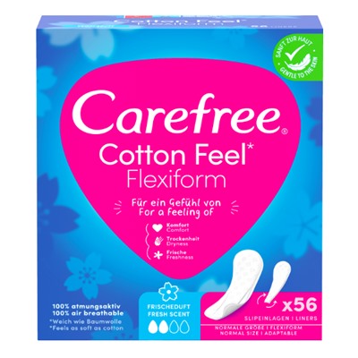Carefree Slipeinlage Cotton Feel Flexiform mit Frischeduft, 56 St, Карефри Ежедневные прокладки Флексиформ с ароматом свежести, 56 шт, 25 упаковок, 1400 штук