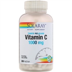Solaray, Витамин C с замедленным высвобождением, 1000 мг, 250 растительных капсул