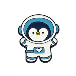 Металлический значок "Пингвин космонавт"