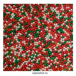 Посыпка шарики микс №8  красно-оранжево-бело-зеленый, 2 мм, вес: 50 гр