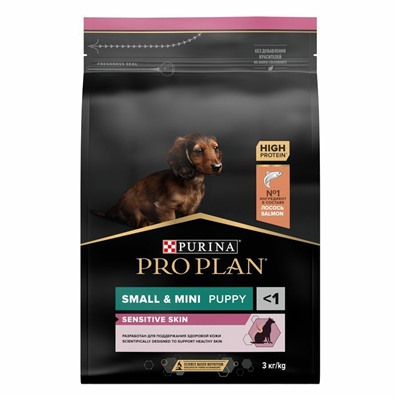 PURINA Pro Plan корм для щенков мелких и карл. пород с чувст. кожей Лосось,Рис 700г