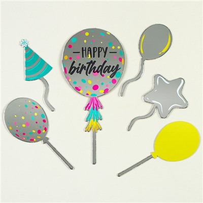 Украшение для торта «С днём рождения», шарики