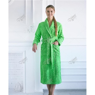 Халат женский махровый зеленый с шалькой