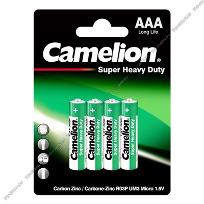 Бат. CAMELION "Heavy Duty" green R03P- 4шт.мизинчи