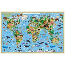 Карта настенная на рейках.Мир для детей. Наша планета. Животный и растительный мир (124х80 см)