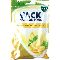 WICK (ВИК) Zitrone & naturliches Menthol Bonbons mit Zucker 72 г
