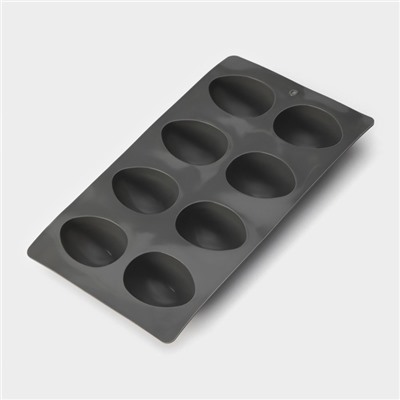 Форма силиконовая для выпечки Доляна «Яйца», 27,5×16,5×3 см, 8 ячеек, 6,3×4,4 см, цвет серый