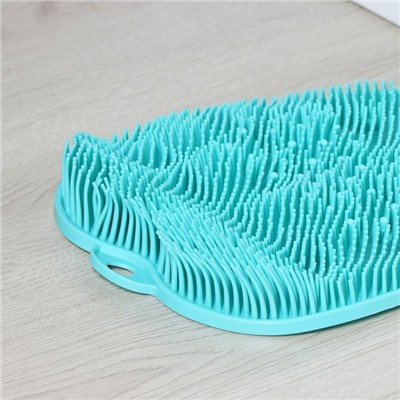 Силиконовый массажный коврик для мытья ног и тела, на присосках, цвет голубой