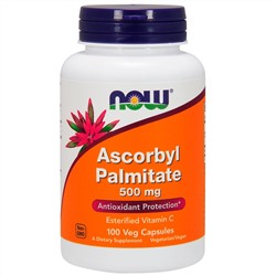 Now Foods, Аскорбил пальмитат, 500 мг, 100 растительных капсул