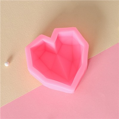 Силиконовый молд Доляна «Сердце», 7,3×7,3×2,3 см, цвет розовый