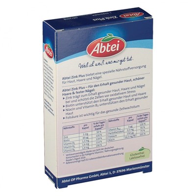 Abtei (Абтай) Zink Plus Nahrstoff 32 шт