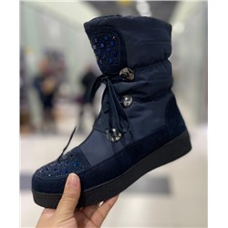 Fashion 8341Z Ботинки женские син нейлон+иск велюр, подклад иск мех