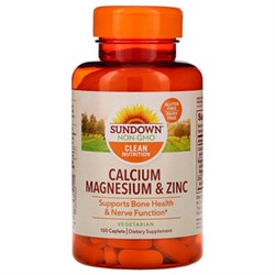Sundown Naturals, Кальций, магний и цинк, 100 капсуловидных таблеток