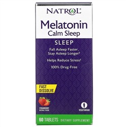 Натрол, Melatonin Calm Sleep, быстрорастворимый, со вкусом клубники, 60 таблеток
