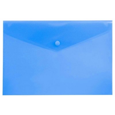 Папка-конверт на кнопке А5 2шт 180мкм синяя, прозрачная