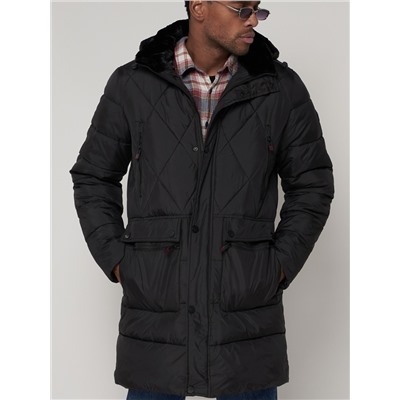Куртка зимняя мужская классическая стеганная черного цвета 92895Ch