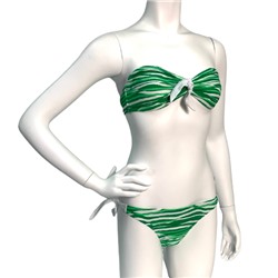 Стильный купальник с зелеными полосками  №7608