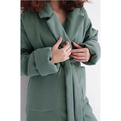 8204 Пальто-одеяло Premium Аlpolux в серо-зелёном